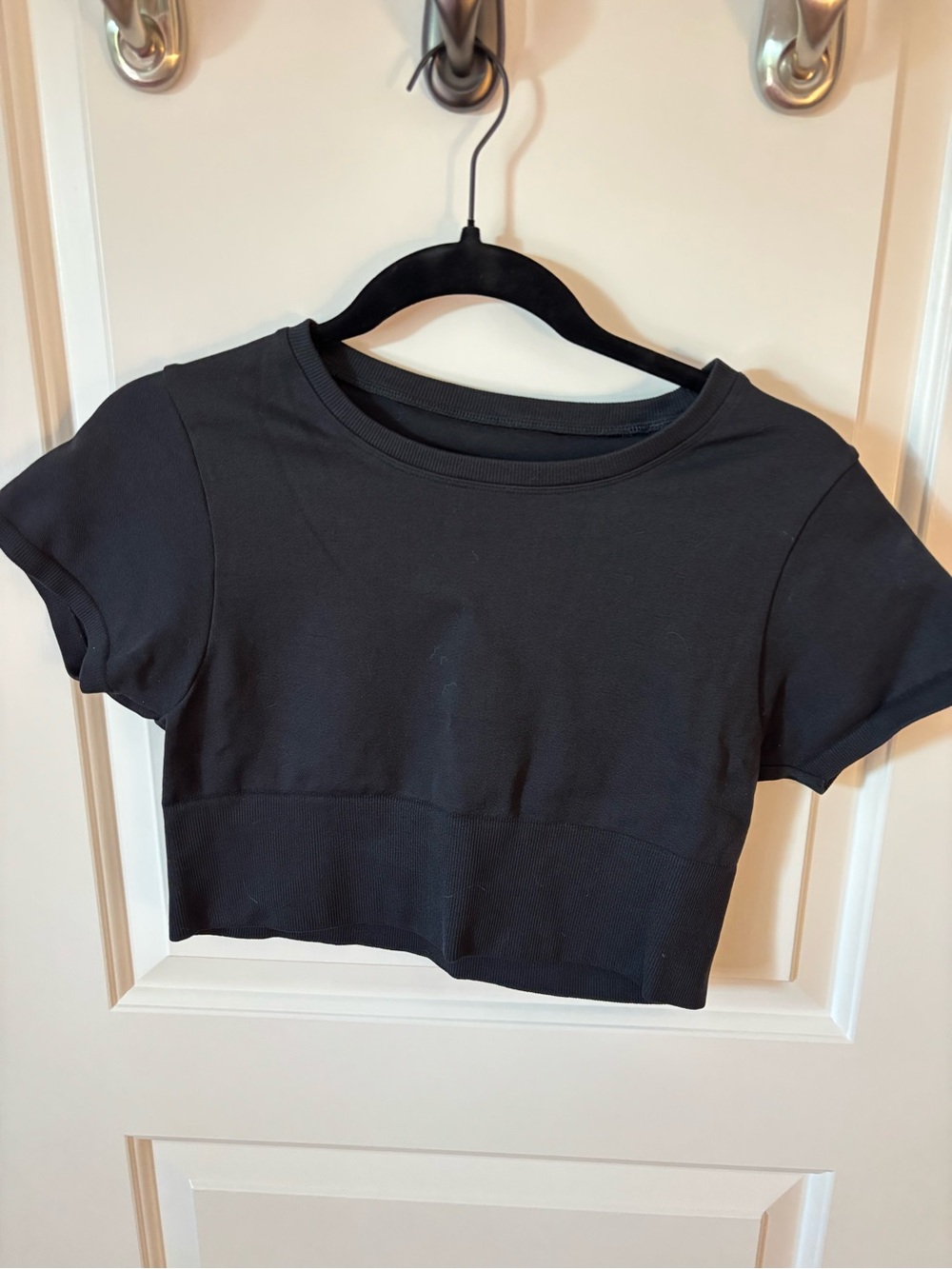 Zara Black Cropped Short-Sleeve Top